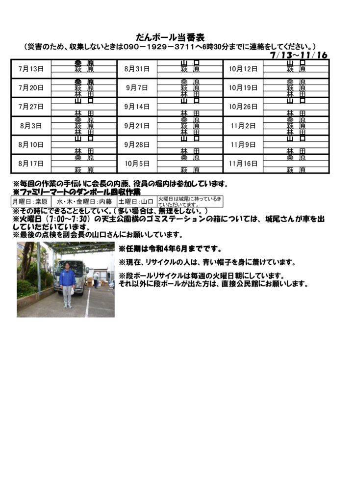 ホームページ134　ダンボール当番表のサムネイル